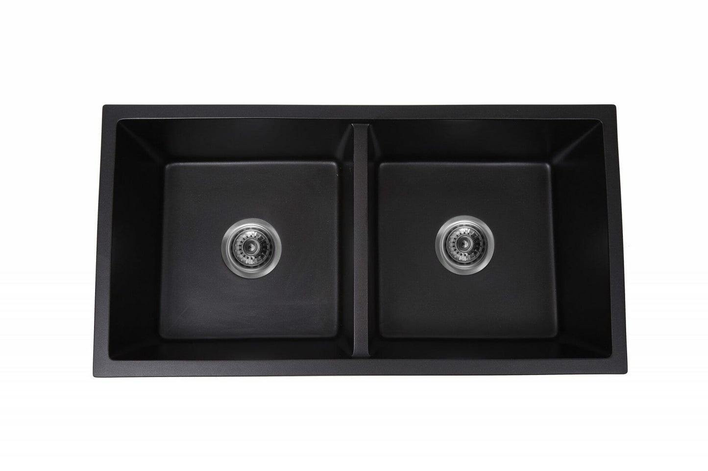 Black Double Bowl Granite Sink -  875x455x240mm