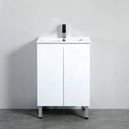 600mm PVC Waterproof Freestanding/Floor Vanity With Ceramic Top