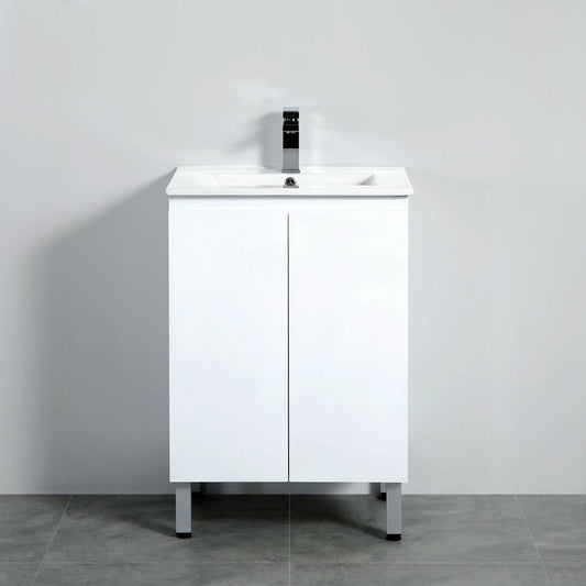 600mm PVC Waterproof Freestanding/Floor Vanity With Ceramic Top