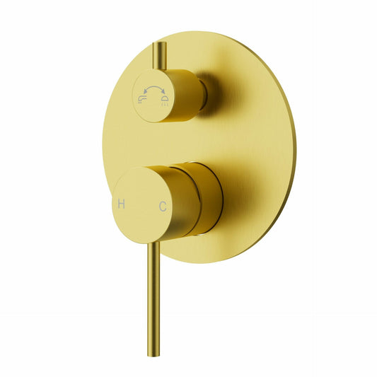 Otus Slimline Stainless Steel Wall Diverter Mixer Trim Kits - Brushed Gold