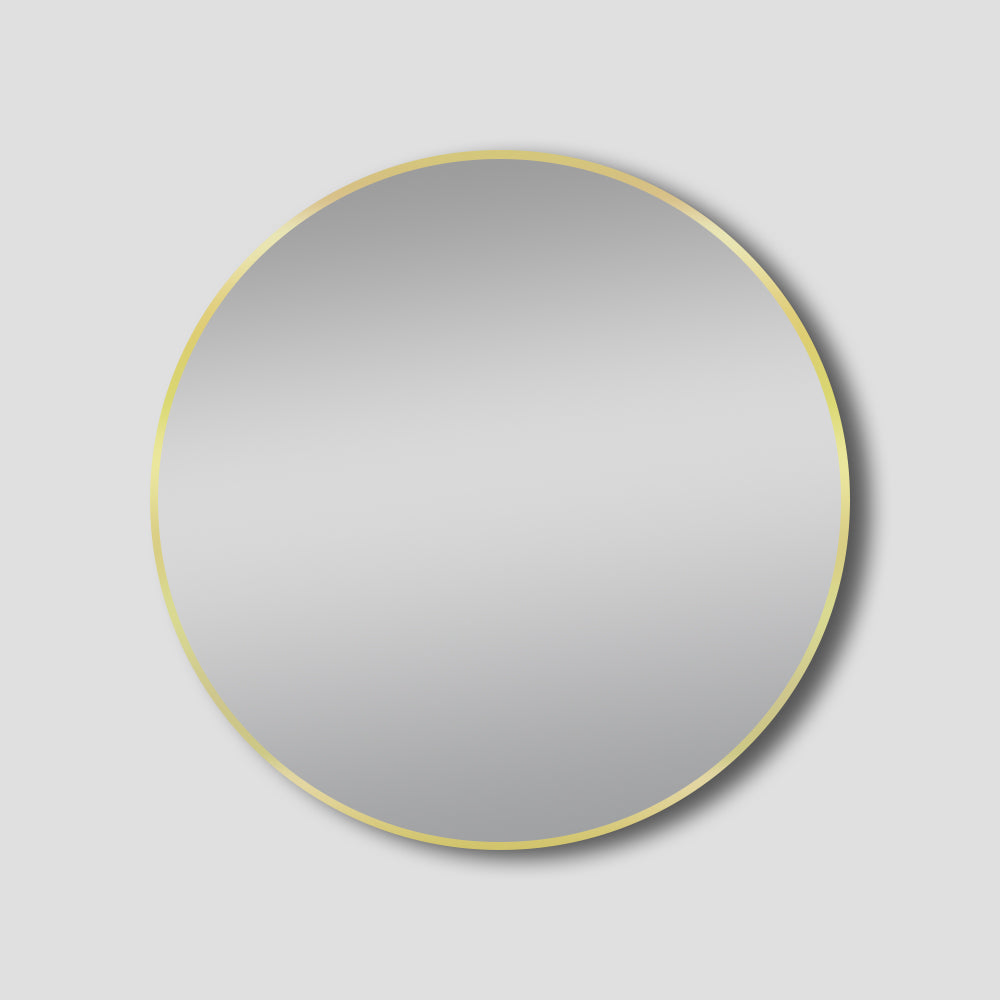 Brushed Gold Framed Round Mirror - 800mm