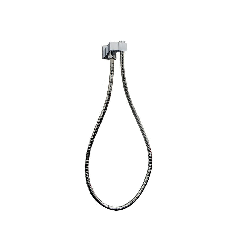 Esperia Brushed Nickel Square Shower Holder Wall Connector & Hose