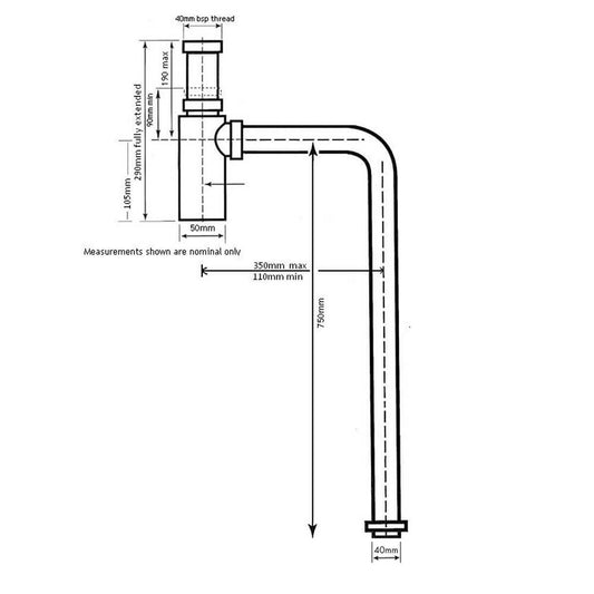 Deluxe Adjustable Bottle S Trap - Chrome
