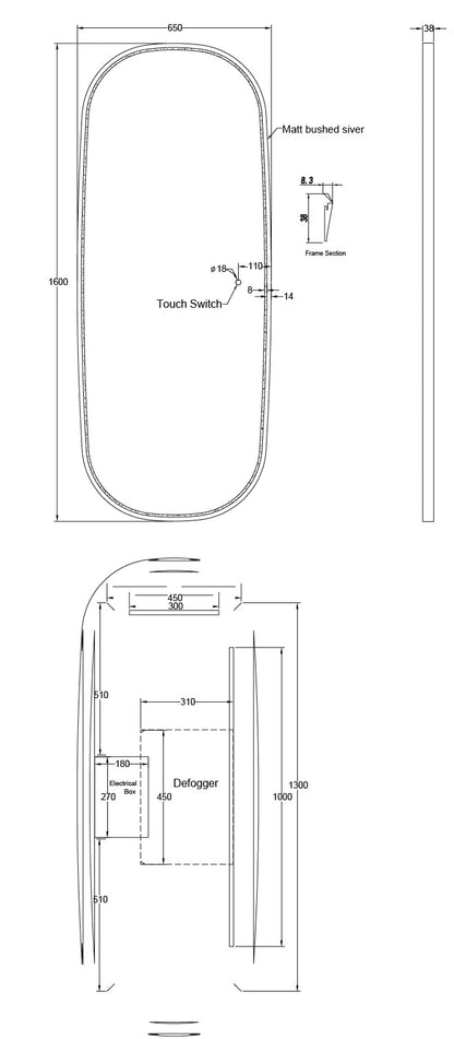 Dressing LED Mirror - 1600x650mm **Discontinued/Clearance Stock No Exchange or Refund