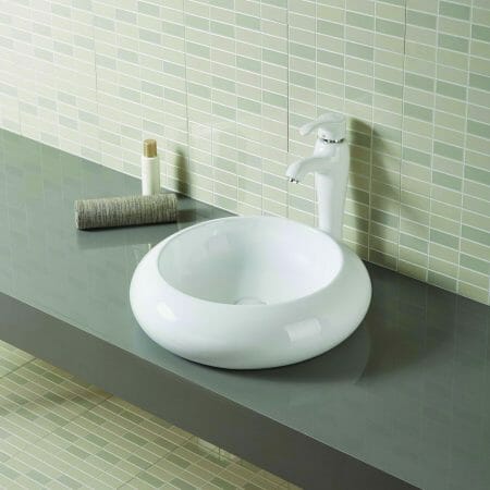 Gloss White Round Vessel Ceramic Basin  -    455x455x140mm