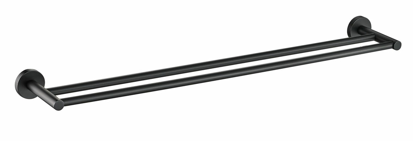 Otus Round Double Towel Rail 600mm - Matt Black
