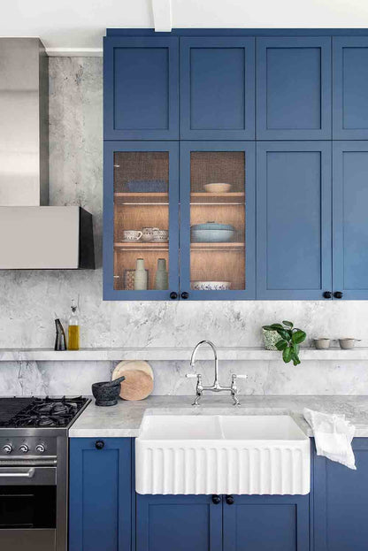 Novi 85x46 Double Bowl Fireclay Butler Sink - Gloss White