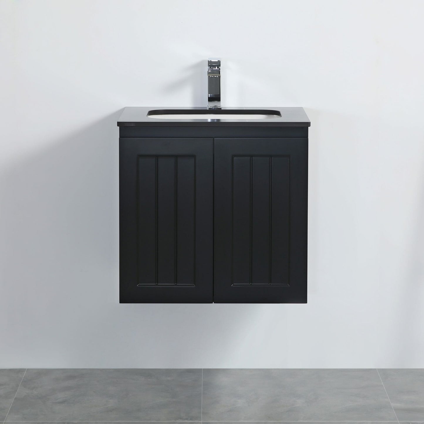 600mm Acacia Wall Hung Vanity PVC Cabinet Only - Matte Black
