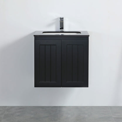 600mm Acacia Wall Hung Vanity PVC Cabinet Only - Matte Black