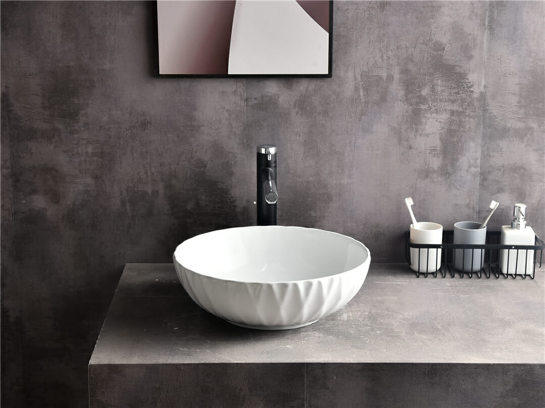 Luna - 400mm Gloss White Rubby Round Above Counter Basin - CLA-435-H  -  400x400x120mm