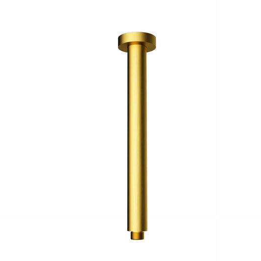 Round Vertical Shower Arm - Brushed Gold