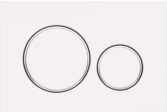 R&T Dual Flush Plate Square White/Chrome Round Corner