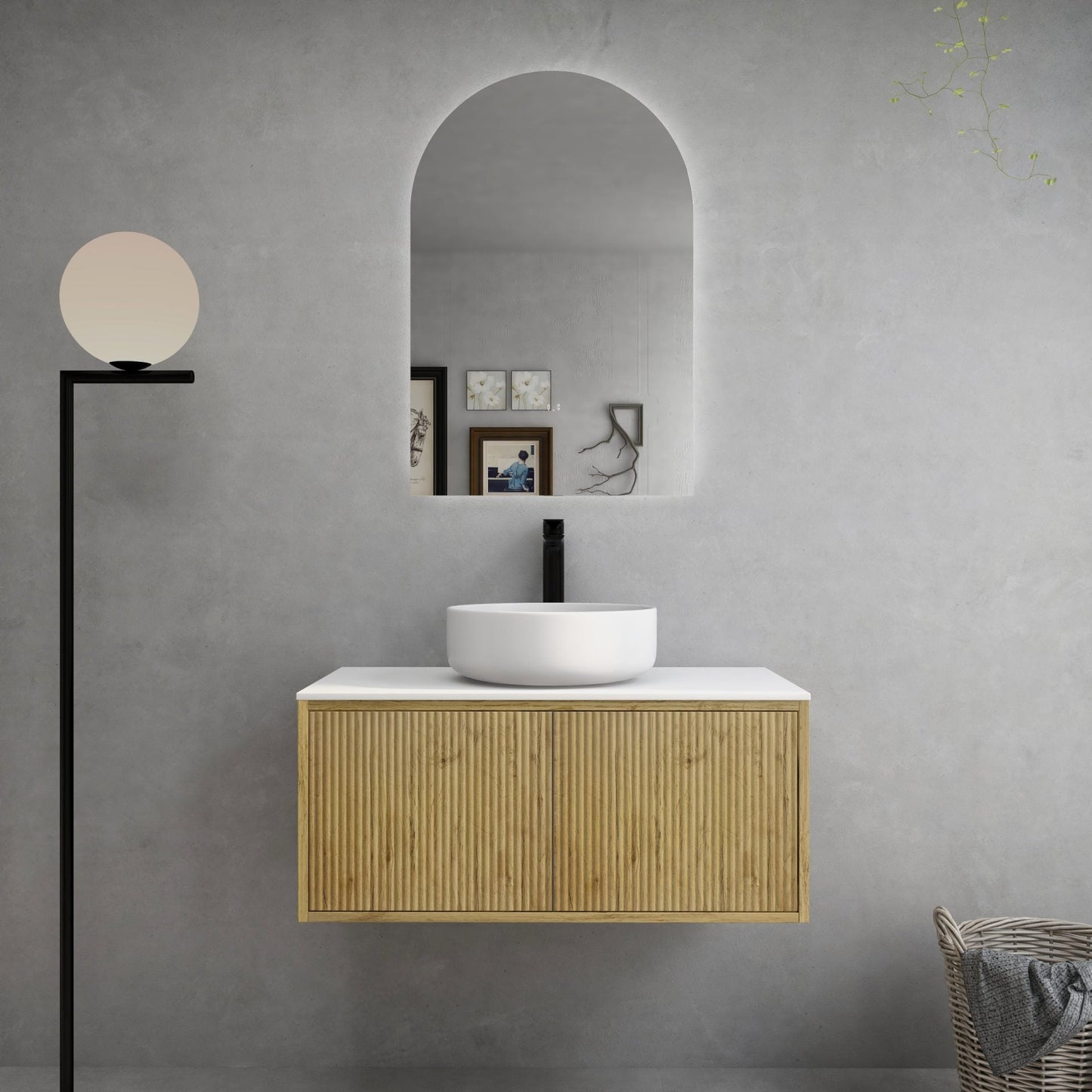 Bellevue Ensuite Slim Wall Hung Vanity -   Prime Oak - 900mm