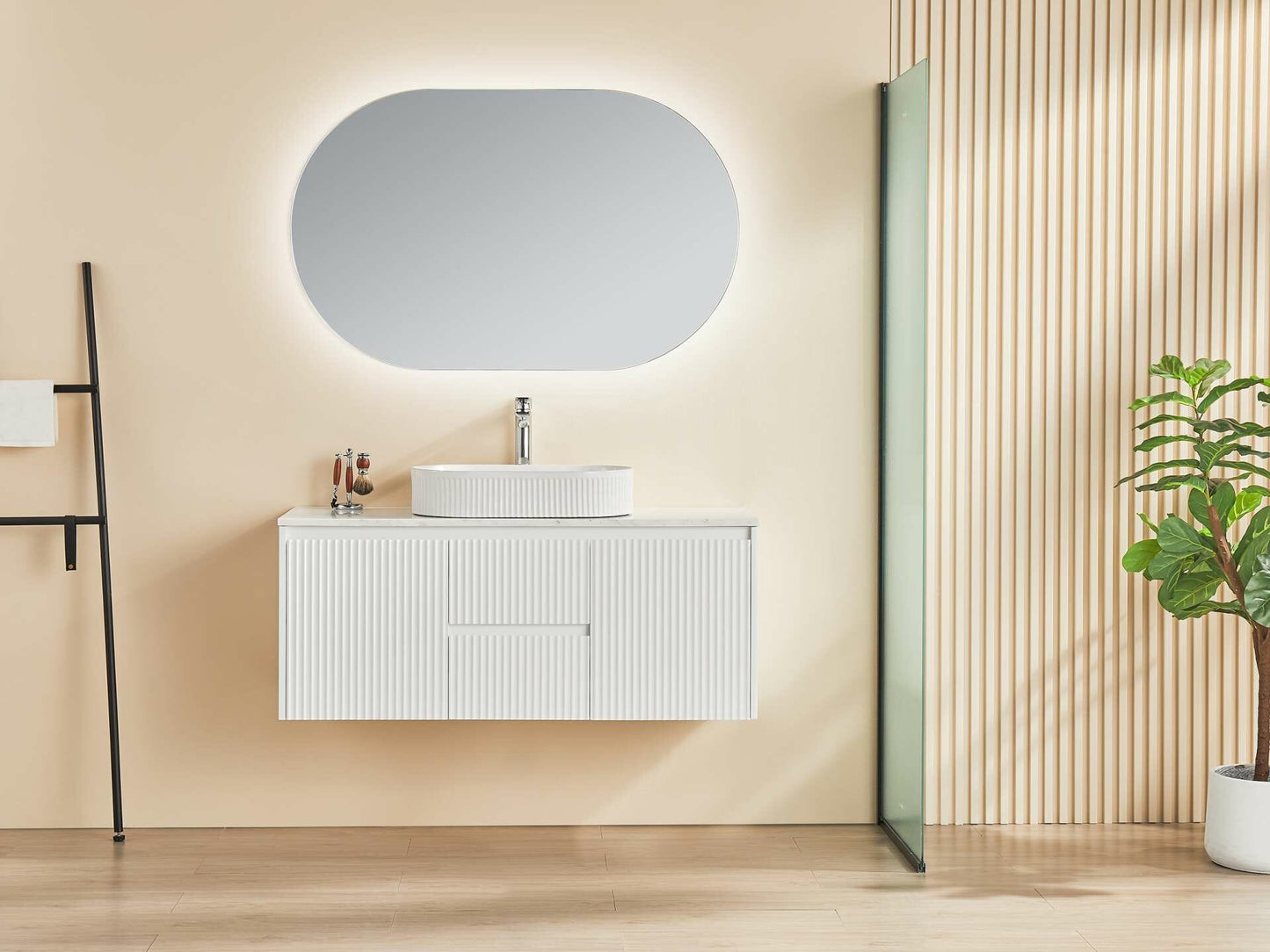 1200mm Brindabella Wall Hung Vanity PVC Center Drawers - Cabinet Only - Single/Double Bowl - Matte White