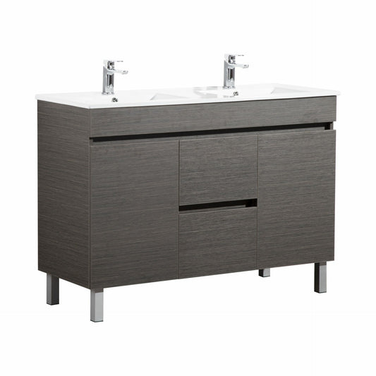 1200mm Evie Floor Vanity PVC - Cabinet Only - Double Bowl - Dark Brown