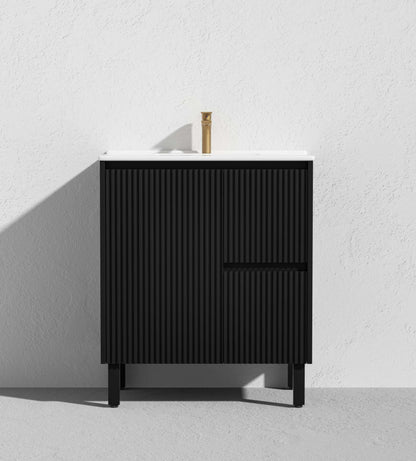 750mm Brighton Floor Vanity PVC Right Side Drawers - Cabinet Only - Matte Black