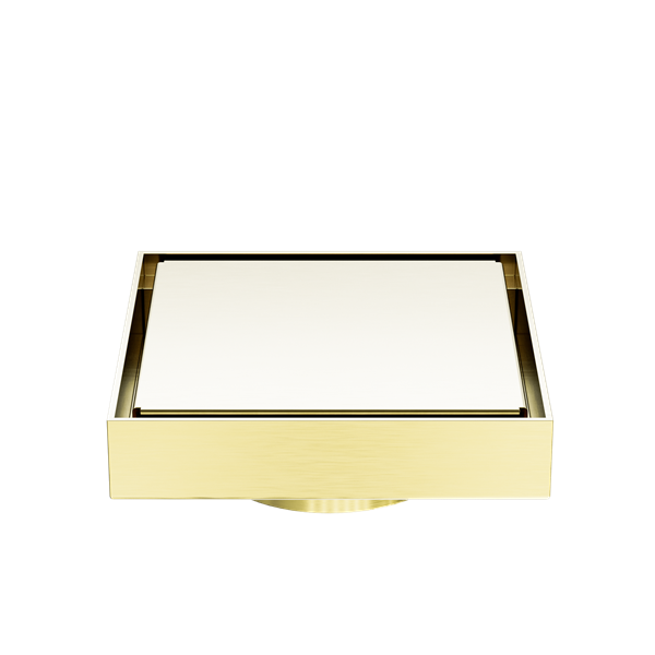 Nero 130mm Square Tile Insert Floor Waste 80mm Outlet Brushed Gold