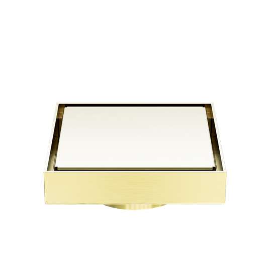 Nero 130mm Square Tile Insert Floor Waste 80mm Outlet Brushed Gold