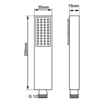 Square Single Function Black Brass Handheld Shower