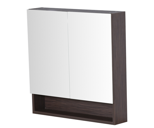 Stella Walnut Shaving Cabinet - Double   Doors - Dark Brown - 750mm
