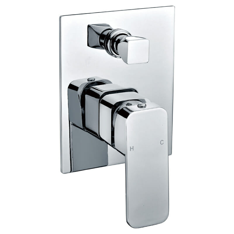 Nova Round Cornered Rectangle Handle Wall Mixer With Diverter