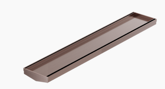 Tile Insert V Channel 600mm Floor Grate 80mm/89mm Outlet Without Outlet And Hole Saw Brushed Bronze
