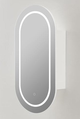 450mmx900mm Olivia Oval LED Shaving Cabinet - Matte White