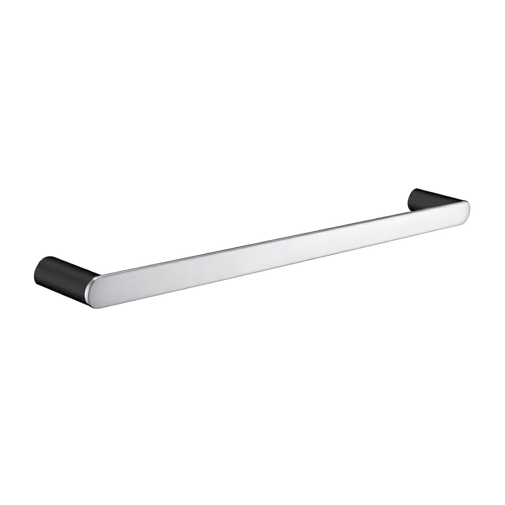 Bellino Black & Chrome Solid Brass Single Towel Rail 600mm