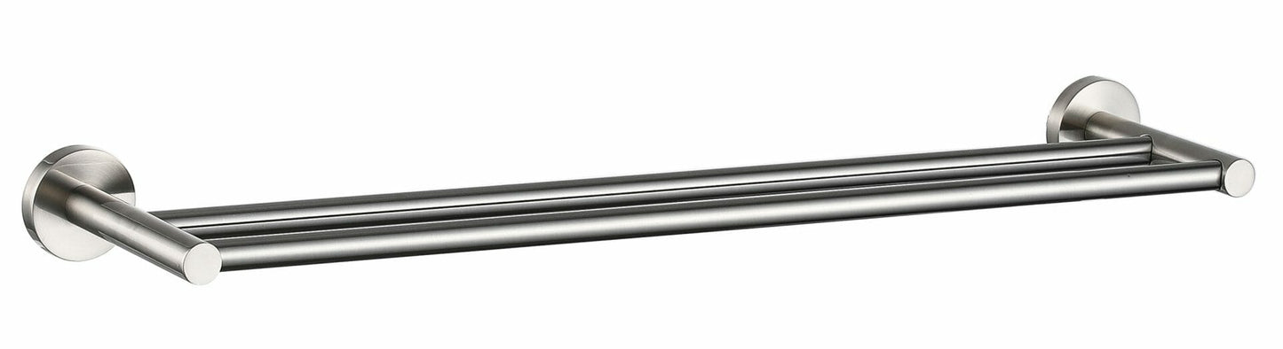 Otus Round Double Towel Rail 600mm - Brushed Nickel