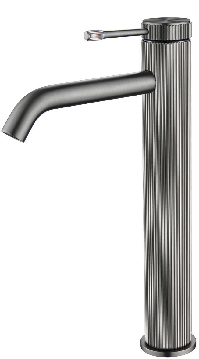 Mica Fluted TALL Basin Mixer - Gunmetal