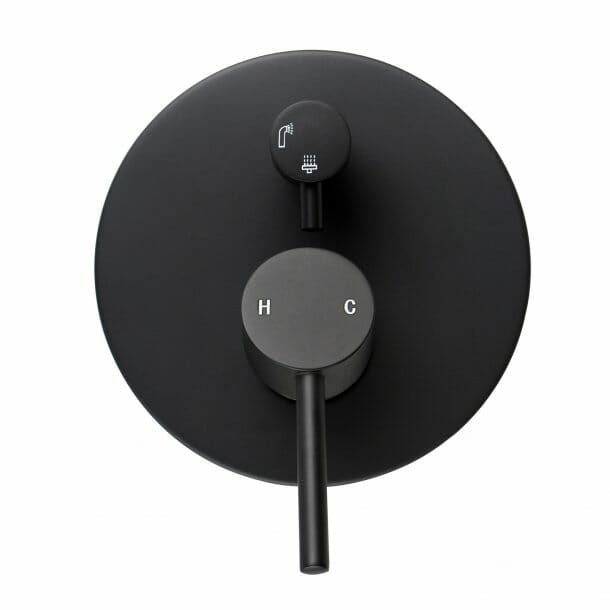 LUCID PIN Round Matte Black Shower/Bath   Mixer Diverter