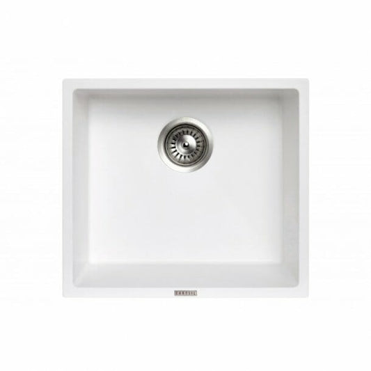 Carysil White Single Bowl Granite Stone  Kitchen/Laundry Sink Top/Flush/Under Mount - 457x406x200mm