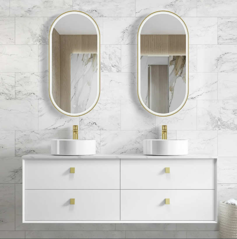 Boston Bevel Edge Wall Hung Vanity - Matte White - 1500mm