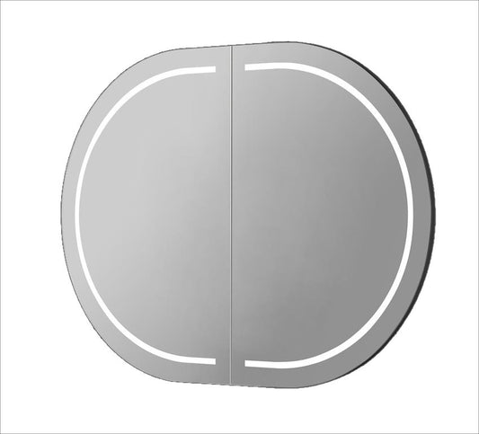 900mmx600mm Olivia Oval LED Shaving Cabinet - Matte Black