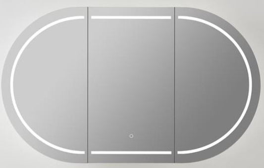 1200mmx750mm Olivia Oval LED Shaving Cabinet - Matte White