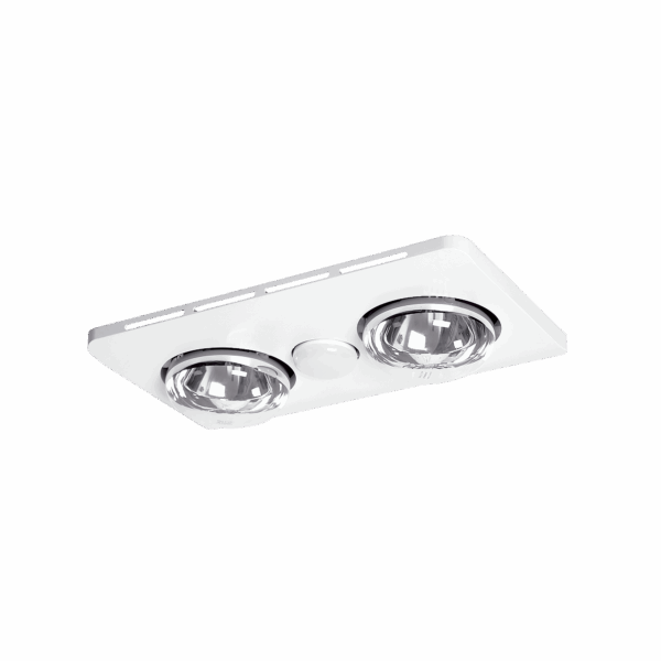 Essence 2 2 Heat 3 in 1 Bathroom Heater Exhaust Fan & 8w R63 4000K LED Light - White
