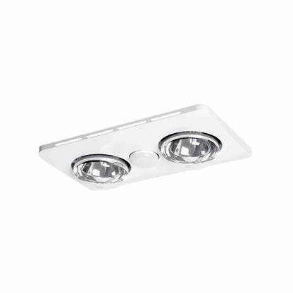 Essence 2 2 Heat 3 in 1 Bathroom Heater Exhaust Fan & 8w R63 4000K LED Light - White