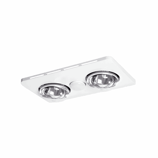 Essence 2 2 Heat 3 in 1 Bathroom Heater Exhaust Fan & 8w R63 4000K LED Light - White
