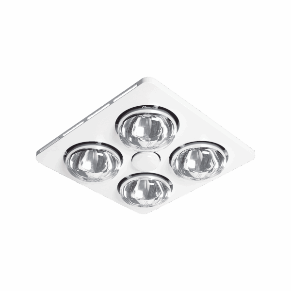 Essence 4 4 Heat 3 in 1 Bathroom Heater Exhaust Fan & 8w R63 4000K LED Light - White