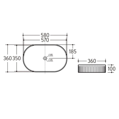 Ceramic Basin 580x360x100mm - MATTE WHITE