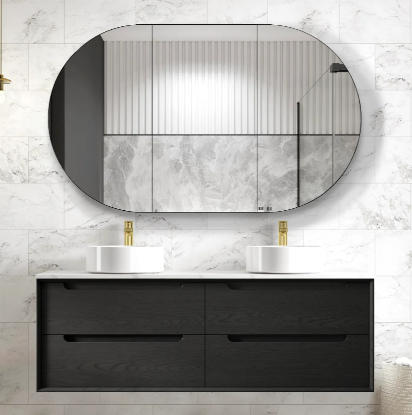 Byron 1500mm Black Oak Wall Hung Cabinet Only