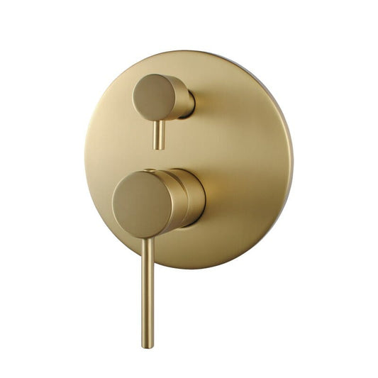 Pentro Brushed Yellow Gold Round Wall   Mixer Tap with Diverter