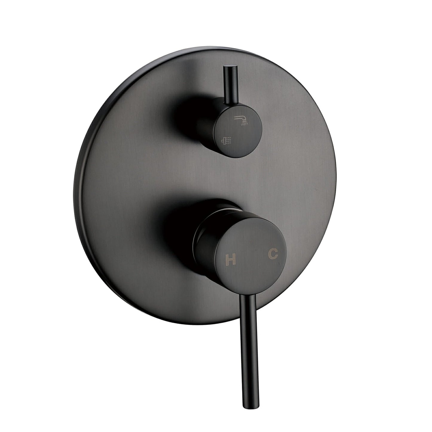 Pentro Gun Metal Grey Round Wall Mixer   Tap with Diverter