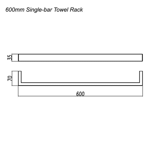 IVANO Series Brushed Brass Single Towel Rail 600mm