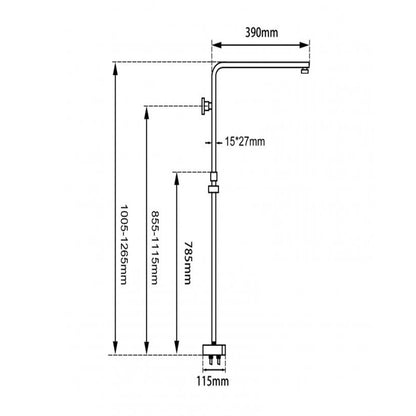 Square Chrome Shower Station without Shower Head and Handheld Shower(Stainless Steel Hose)