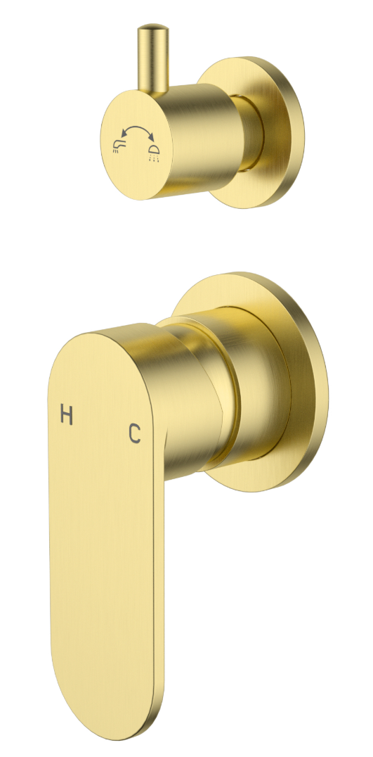 Sora SS Wall Diverter Mixer Trim Kits In Brushed Gold