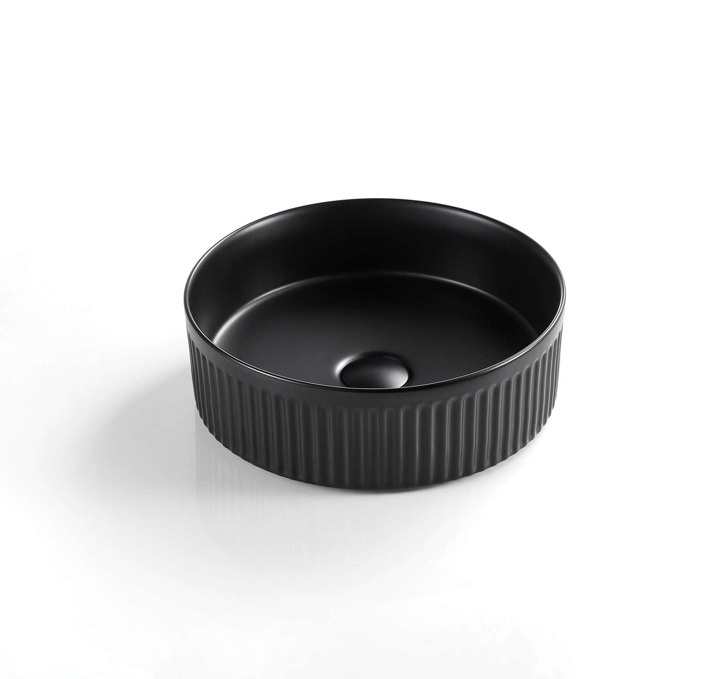 410mm Cascade Fluted Above Counter Basin - Matte Black