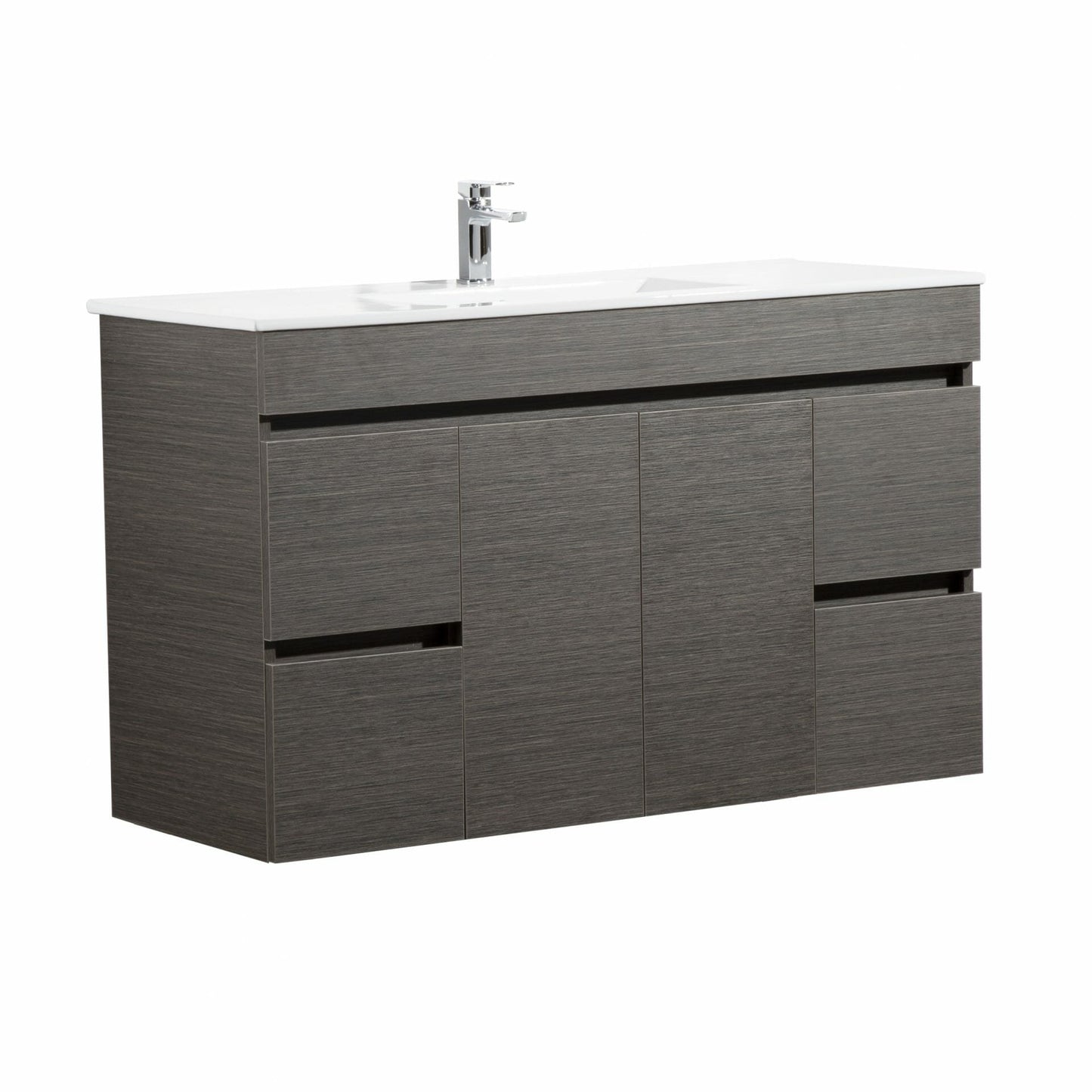 1200mm Evie Wall Hung Vanity PVC - Cabinet Only - Single Bowl - Dark Brown