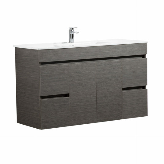 1200mm Evie Wall Hung Vanity PVC - Cabinet Only - Single Bowl - Dark Brown
