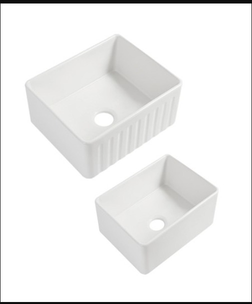 Rocca
Fine Fireclay Farm House buttler Sink
Single bowl Grid and Waste included
Size:610*459*254mm Gloss White